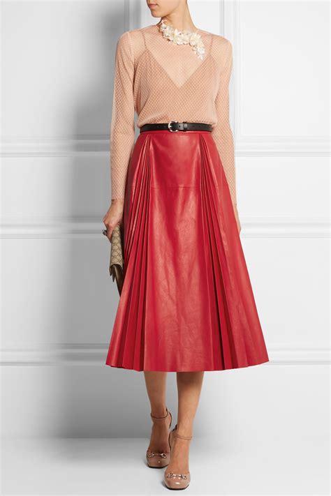 gucci red leather skirt|gucci skirt denim.